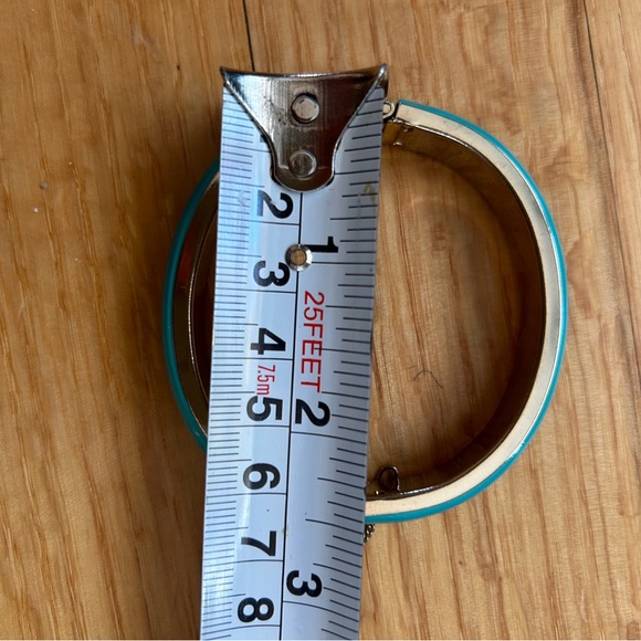 Enamel-like Turquoise Blue and Silver Bangle Bracelet - Picture 7 of 7